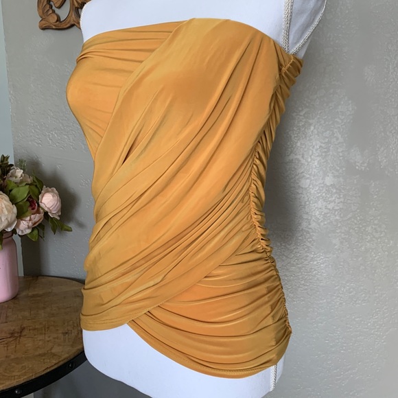 Fashion Nova Tops Y2k Mustard Yellow Tube Top Strapless Blouse